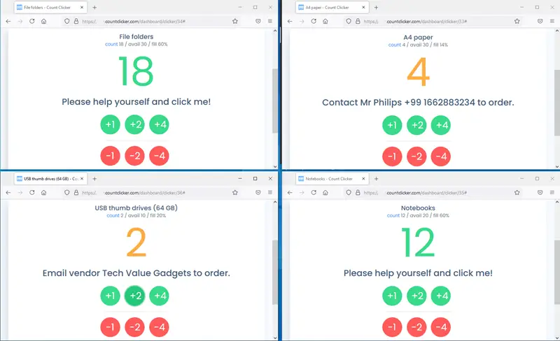 Tracking stationery inventory in a company.