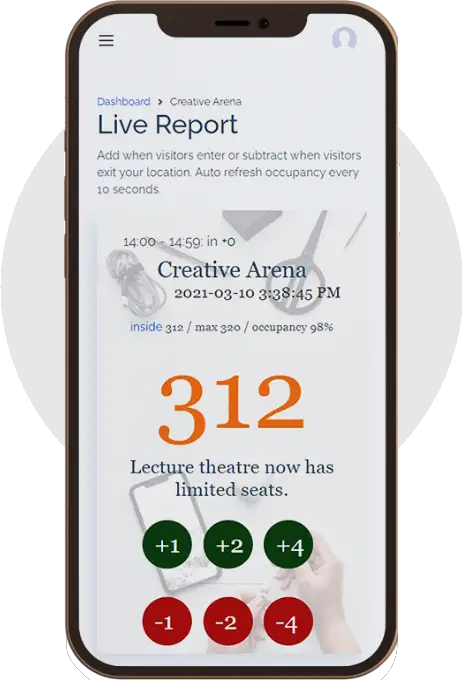 Live report tally counter in mobile view.